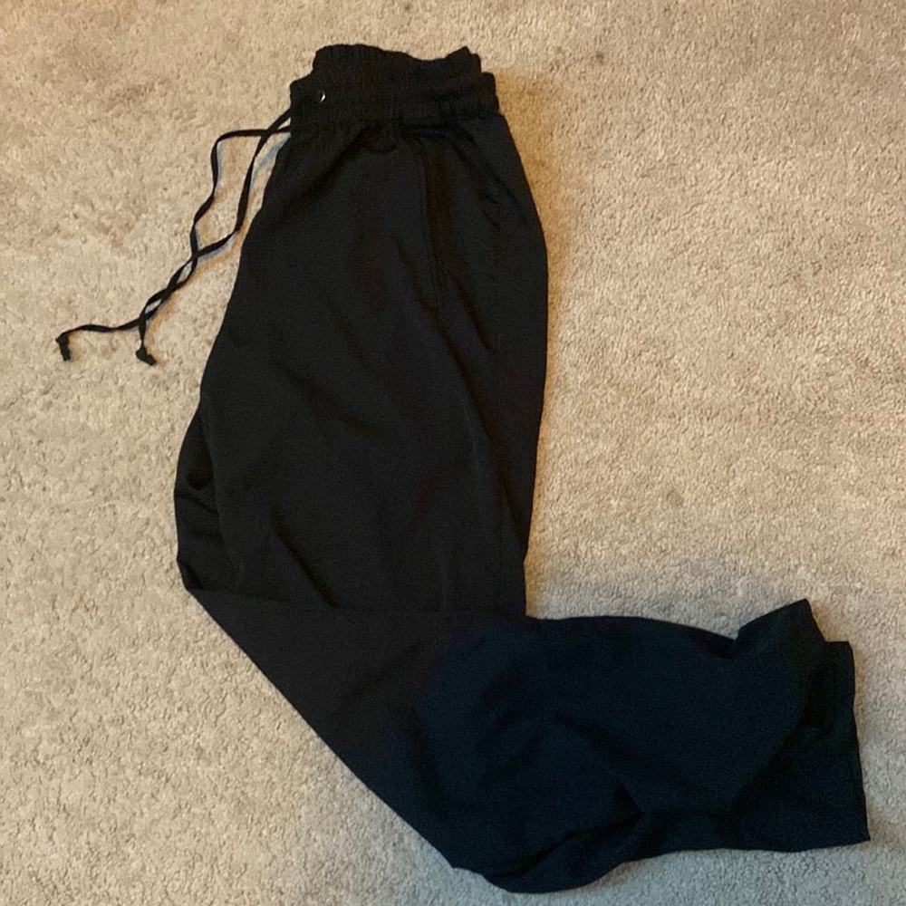 Black polyester drawstring pants